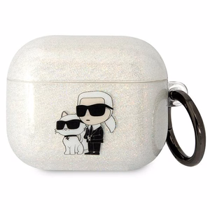 Karl Lagerfeld KLA3HNKCTGT läpinäkyvä suojus AirPods 3:lle Glitter Karl&Choupette