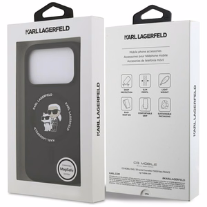 Case Karl Lagerfeld Liquid Silicone Karl and Choupette MagSafe Apple iPhone 17 Pro Max black
