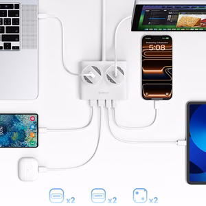 Orico PDC25 25W 6in1 jatkojohto 2x AC + 2x USB-A + 2x USB-C - valkoinen