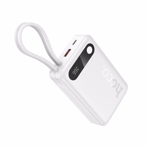 Hoco J171A -varavirtalähde 20000 mAh QC PD 2A 22,5W sisäänrakennetuilla kaapeleilla USB-C + Lightning, valkoinen