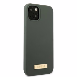 Guess GUHMP13MSBPLA iPhone 13 6.1" green/khaki hard case Silicone Logo Plate MagSafe