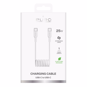 Puro 25W USB-C kierrekaapeli - USB-C 1m - Valkoinen