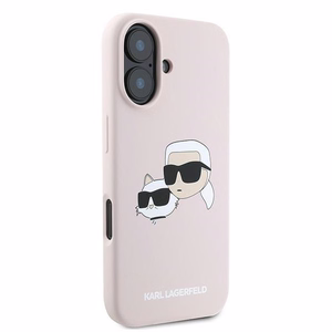 Karl Lagerfeld Silikoninen Nauble Heads Print MagSafe Suojakuori iPhone 16 Plus:lle - Vaaleanpunainen