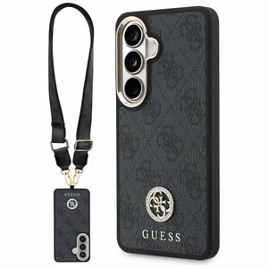 Guess 4G Big Rhinestone Triangle Strap MagSafe -suojakuori Samsung Galaxy S26:lle musta