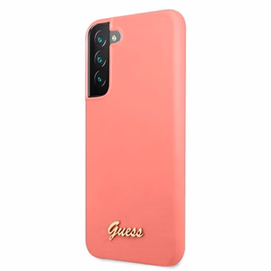 Guess GUHCS22MLSLMGFU S22+ S906 fuksia/fuksia kotelo Silikoni Script Metal Logo Silikoni Script Metal Logo