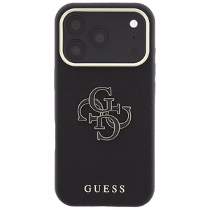 Guess Grained & Big Resin Logo -suojakuori iPhone 18 Pro Max / 17 Pro Max – musta