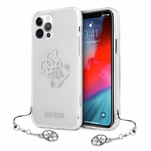 Guess GUHCP12LKS4GSI iPhone 12 Pro Max 6.7" läpinäkyvä kovakotelo 4G hopea Charms kokoelma