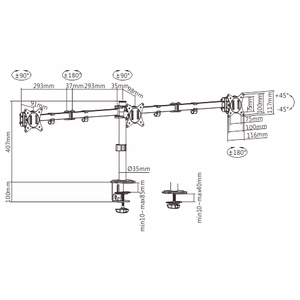 Triple-Monitor 17"-27" Desk Mount