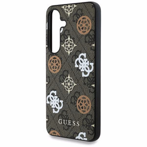 Guess 4G Printed Colored Peony Pattern MagSafe Suojakuori Samsung Galaxy S25:lle ruskea