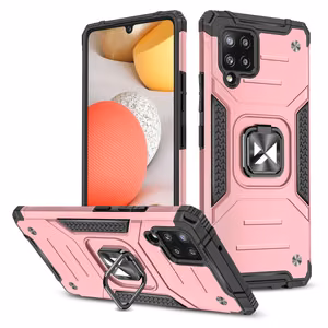 Wozinsky Ring Armor Case Kickstand Kova Rugged Cover Samsung Galaxy A42 5G vaaleanpunainen vaaleanpunainen