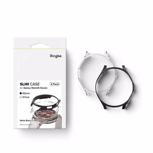 Ringke Slim 2-pack Suojakuori Samsung Galaxy Watch 6 Classic 43mm:lle - Musta ja Läpinäkyvä