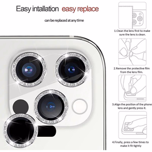 Tempered Glass HARD DIAMOND for camera (LENS) for Iphone 15/15 Plus black (lens 2 pieces)