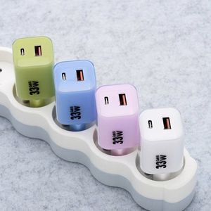 Phone charger Forcell F-Energy GaN III Crystal Color USB C + USB A QC4.0 PD 33W + silicone cable USB C to USB C VT-41 purple 0INT
