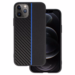 Tel Protect CARBON Suojakuori iPhone 11 Pro:lle musta sinisellä raidalla