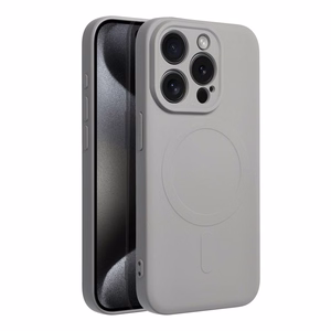 Silikoninen Mag Cover iPhone 15 PRO:lle yhteensopiva MagSafen kanssa titaaninharmaa