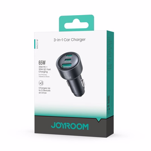 Joyroom JR-CCN19 65W 3-in-1 autolaturi – väri: tummanharmaa