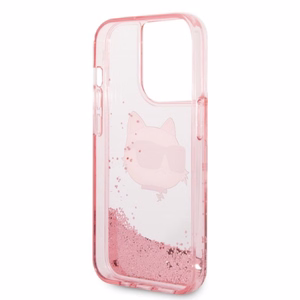 Karl Lagerfeld KLHCP14XLNCHCP iPhone 14 Pro Max 6.7" vaaleanpunainen/vaaleanpunainen kovakuori Glitter Choupette Head