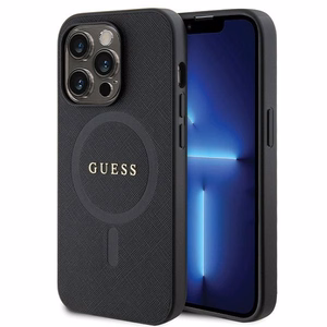 Guess GUHMP14LPSAHMCK Suojakuori iPhone 14 Pro:lle - musta Saffiano MagSafe