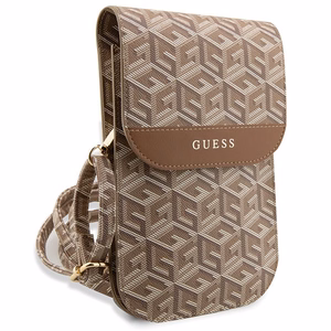 Guess bag for phone GUWBHGCFSEW brown Wallet GCube Stripe