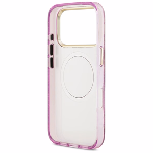 Guess IML Glitter Flowers Triangle MagSafe suojakuori mallille iPhone 17 Pro / 18 Pro – violetti