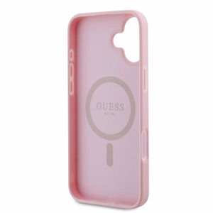 Guess Grained Gold Ring MagSafe Suojakuori iPhone 16 Plus:lle - Vaaleanpunainen