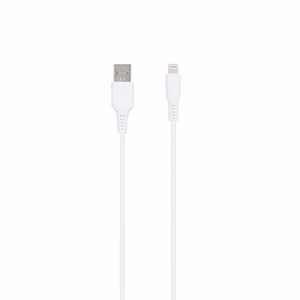 SEEK TOTI USB-A – Lightning, 1 m PVC datakaapeli 2A (ei-MFI), valkoinen