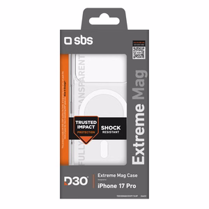SBS Extreme Mag Suojakuori D3O-teknologialla iPhone 17 Pro:lle - läpinäkyvä