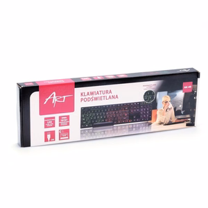 ART langallinen näppäimistö USB A QWERTY valolla AK-49 musta
