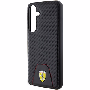 Ferrari Carbon Stitched Bottom Suojakuori Samsung Galaxy S24+:lle - musta