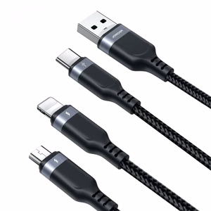 Joyroom S-A18 3in1 3.5A USB-A - Lightning+USB-C+MicroUSB Kaapeli 1.2m - Musta
