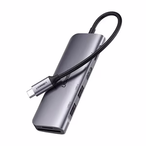 Ugreen CM195 6in1 USB-C adapter - HDMI / 2x USB-A 3.0 / USB-C PD / SD / TF reader - gray