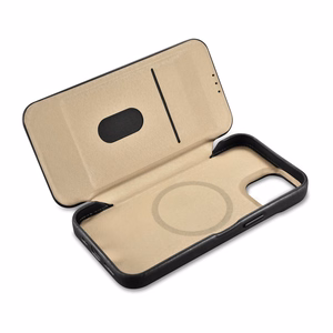 iCarer CE Öljyvaha Premium Nahka Folio Case Nahkakotelo iPhone 14 Plus Magneettinen Flip MagSafe Musta (AKI14220707-BK)