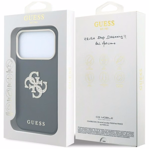 Guess Smooth & Big Strass Logo -suojakuori iPhone 18 Pro / 17 Pro – musta