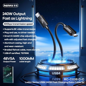 REMAX kaapeli LADON SERIES 240W RC-C039 USB 4.0 USB-C/USB-C 1M musta