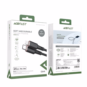 Acefast kaapeli MFI USB Type C - Lightning 1.2m, 30W, 3A musta (C2-01 black)