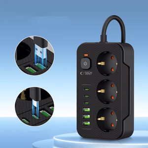 Tech-Protect PC3X6 Virtariba 3 Pistoketta 240V + 3xUSB-A + 3xUSB-C 200cm Musta