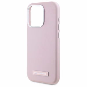 Karl Lagerfeld FW Metal Plate MagSafe Suojakuori iPhone 15 Pro:lle - vaaleanpunainen
