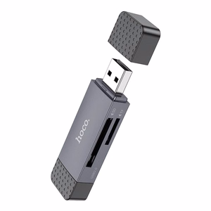 Hoco HB45 Muistikortinlukija USB-C/USB-A 2-in-1 USB2.0 Harmaa