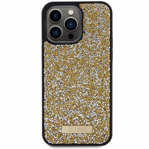 Guess Rhinestone Metal Logo Suojakuori iPhone 15 Pro Max:lle - keltainen