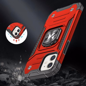Wozinsky Ring Armor tapauksessa iPhone 14 panssaroitu kansi magneettinen haltija rengas punainen