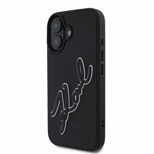 Karl Lagerfeld 3D Rubber Signature Suojakuori iPhone 16:lle - Musta