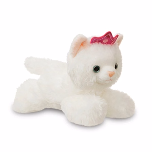 Fancy Pals ympäristöystävällinen prinsessakissa-pehmolelu vaaleanpunaisella kruunulla sateenkaarilaukussa, 20 cm