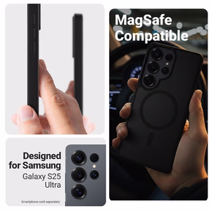 Crong Hybrid Matte Magnetic MagSafe suojakuori Samsung Galaxy S25 Ultra -laitteelle, musta