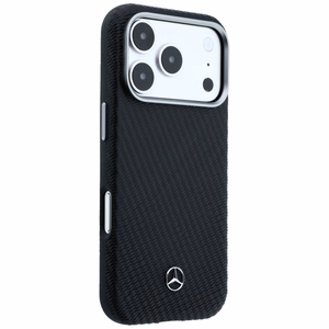 Mercedes nahka MagSafe suojakuori iPhone 17 Pro puuefekti - musta