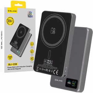 Blavec Power Bank 10000mAh BJ-03 Slim 13,5mm - Type C - 22,5W magnetic Magsafe 3 in 1 (PBBJ03-MC10G) grey aluminum