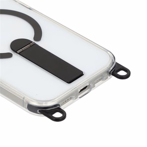 Hurtel suojakuori jalustalla, 30 cm käsihihnalla ja 120 cm olkahihnalla, MagSafe-yhteensopiva mallille iPhone 17 – musta