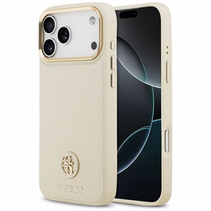 Guess Grained Strass Logo MagSafe -suojakuori iPhone 17 Pro Max - beige
