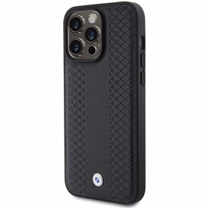 BMW Nahkainen Diamond Pattern Suojakuori iPhone 15 Pro:lle - musta
