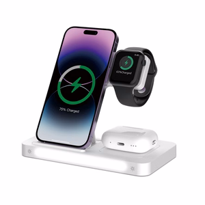Devia langaton laturi 3in1 Smart 15W valkoinen lampulla