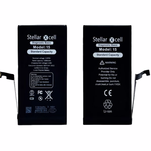 StellarXcell Diagnostic -akku Apple iPhone 15 -puhelimeen, 3349 mAh (vakiokapasiteetti + laadukas BMS-kopio)